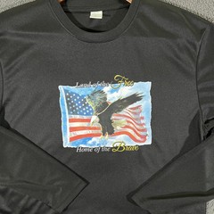 Land of the Free Home Brave Men’s Size Large Black Long Sleeve Performance Shirt