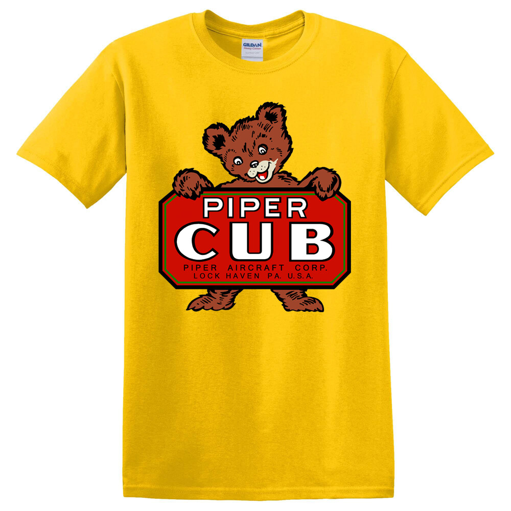 Piper Cub Aircraft Airplane Men’s Daisy Yellow T-Shirt Size S-5XL