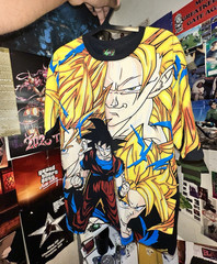 Y2K novelty Dragon Ball Z Goku All-Over Graphic Print Crew Neck T-Shirt Men’s S