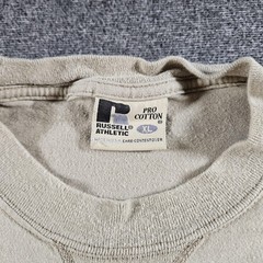 Vintage Russell Athletic Shirt Mens XL Beige Pro Cotton Blank Crew Tee Made USA