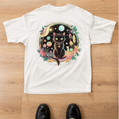 Moon Phases Crystal Witchy Black Cat Shirt Kawaii Pastel Goth Tee