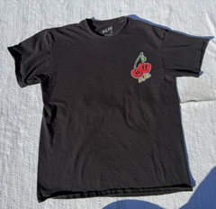 Alab Tee Shirt SOMETIMES MOODY Cherry Print Black Crew Neck Medium Y2K Men’s