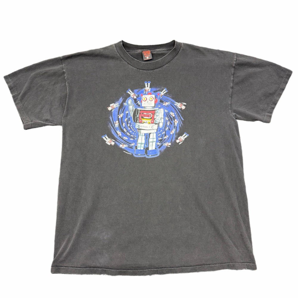 Fashion Victim Men’s Toy Robot Faded Black T Shirt Size XL