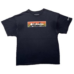 Columbia Sportswear Sunset Box Logo T Shirt Mens XL Black Outdoor Hiking Tee