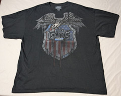 VTG Y2K MMA ELITE USA EAGLE SHIELD Men 2XL Black Cotton Graphic Print T-Shirt