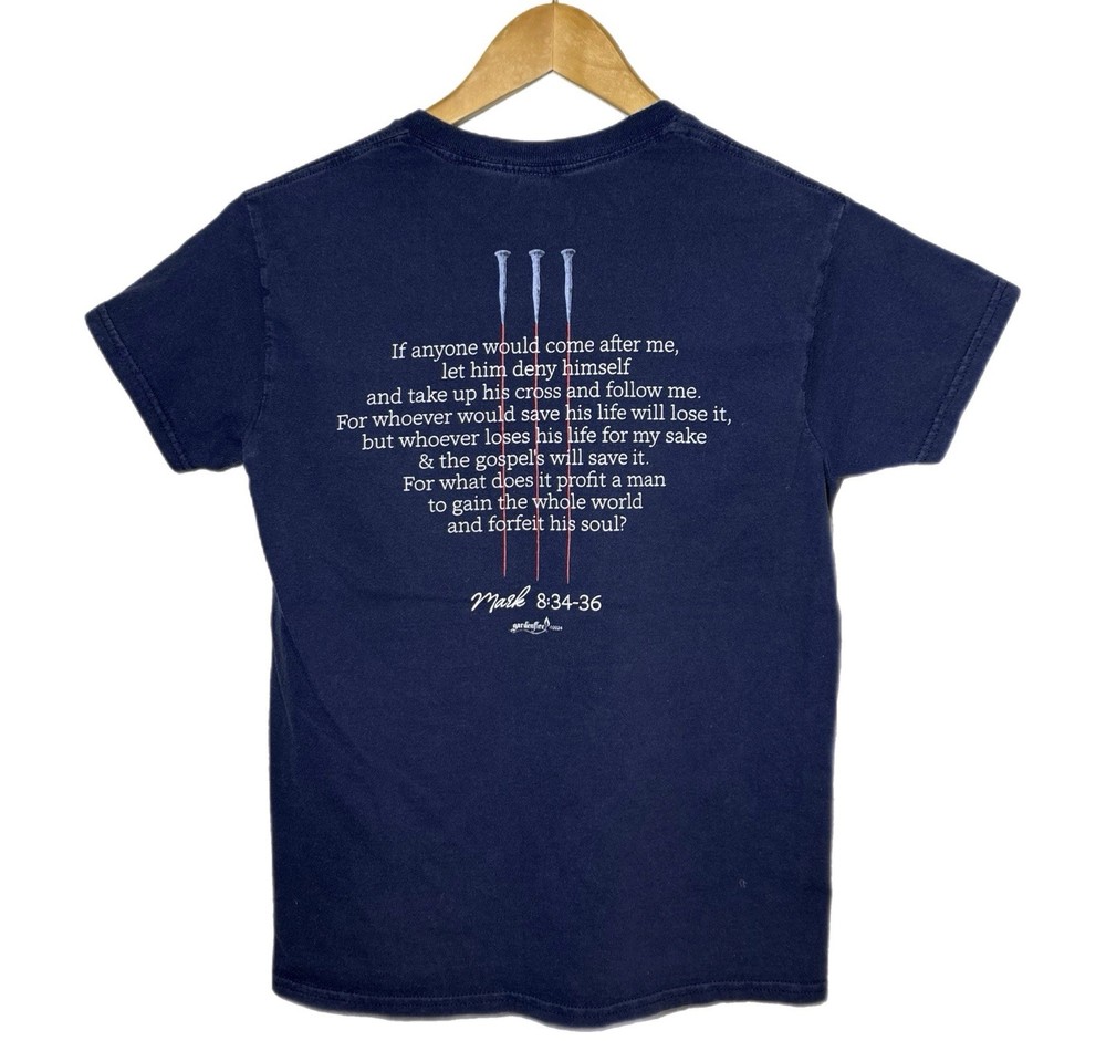 Vintage Christian Jesus T Shirt S Navy His Betrayal His Blood Priceless Religion