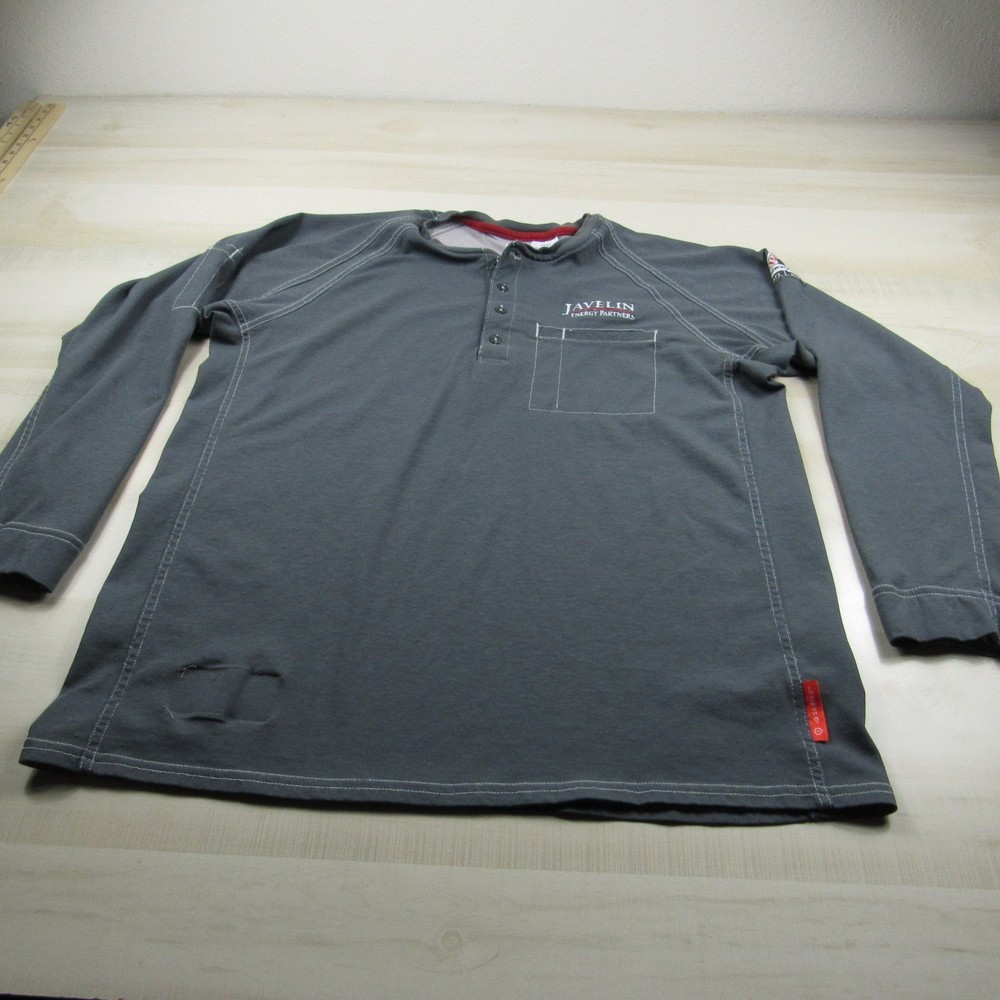 Bulwark Shirt Mens Large Gray Henley FR Fire Resistant IQ Westex Pocket Cat 2