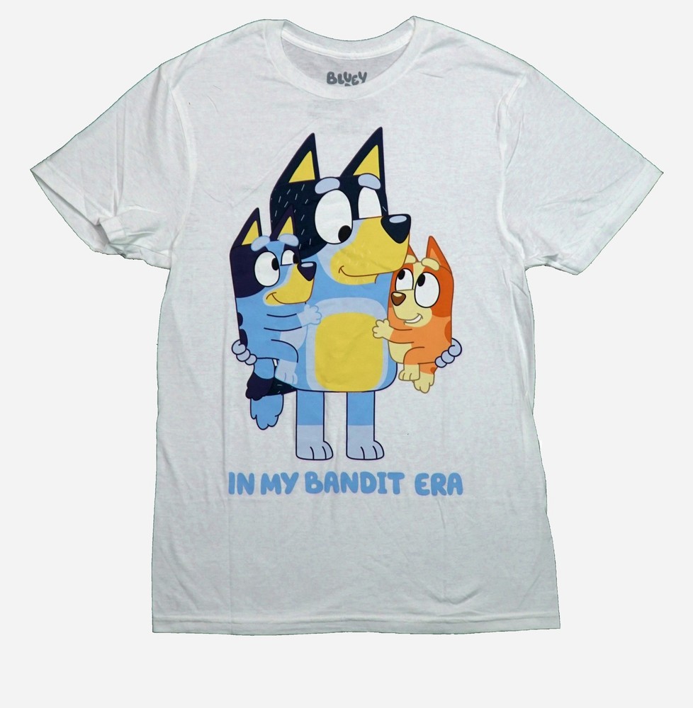Bluey New Adult T-Shirt – In My Bandit Era Bingo Trio Image