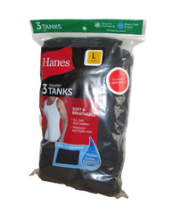New Men’s Hanes 3 Soft & Breathable Tagless Black tank Tops A-Shirts Large
