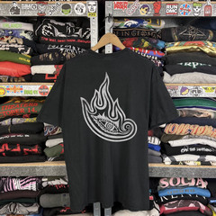 Y2K Tool Flaming Eye Washed T-Shirt Black L