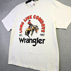 Wrangler Cowboys Shirt Men Large White Cowboy Horse Classic Western Casual NWT