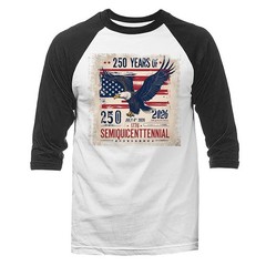 250 Years of American Independence Day US Flag 4th of July 3/4 Sleeve Raglan