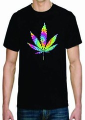 Adult DryBlend® T-Shirt – ( TIE DYED LEAF – PRIDE / WEED / 420)