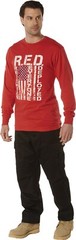 Rothco Mens Red Long Sleeve Remember Everyone Deployed T-Shirt Athletic Fit Tee
