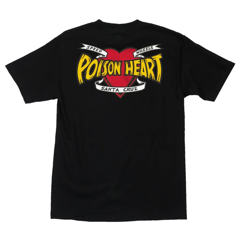 Santa Cruz SPEED WHEELS POISON HEART Skateboard T Shirt BLACK
