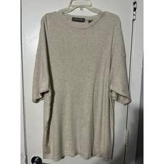 Pierre Cardin Mens XL Oatmeal Heather Ribbed Knit Short Sleeve Shirt 615524