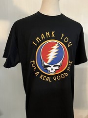 GRATEFUL DEAD (2018) “Thank You For A Real Good Time” Bolt Skull T-Shirt L/XL