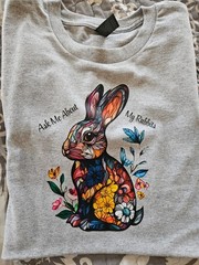 Floral Rabbit Tshirt Gray size L