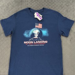 Snoopy Peanuts Shirt Moon Landing 50th Anniversary Blue Short Sleeve Adult Small