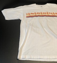 Vintage Speed-O Brand 2 Sided Printed Short Sleeve T-Shirt White W/ Multi Colors