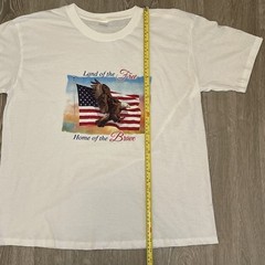 LARGE Land of the Free Home of the Brave USA American Flag Eagle TeeShirt Cotton