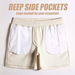 maamgic Mens Athletic Gym Shorts 5.5″ Elastic Waist Casual Large, Ivory