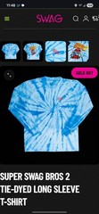 Swag Golf – Super Swag Bros Long Sleeve T-Shirt – Tie Dyed Blue/White – Large