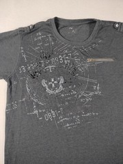 Vintage Y2K Shirt Mens Large Gray Math Print Zipper Pocket Epaulet Studded