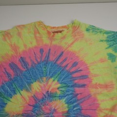 Vtg 90s Tie Dye T Shirt Mens L Rainbow Spiral Hippie Festival Single Stitch Tee