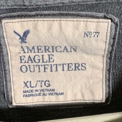 American Eagle Mens Y2K Thermal Crewneck Tee Gray Yellow Sz XL 90s Casual Cotton