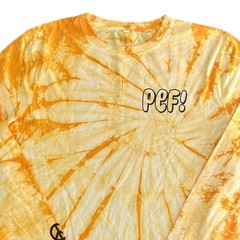 Pef Yellow Tie Dye T-Shirt Positive Energy Forever Graphic Y2K Retro Mens Medium