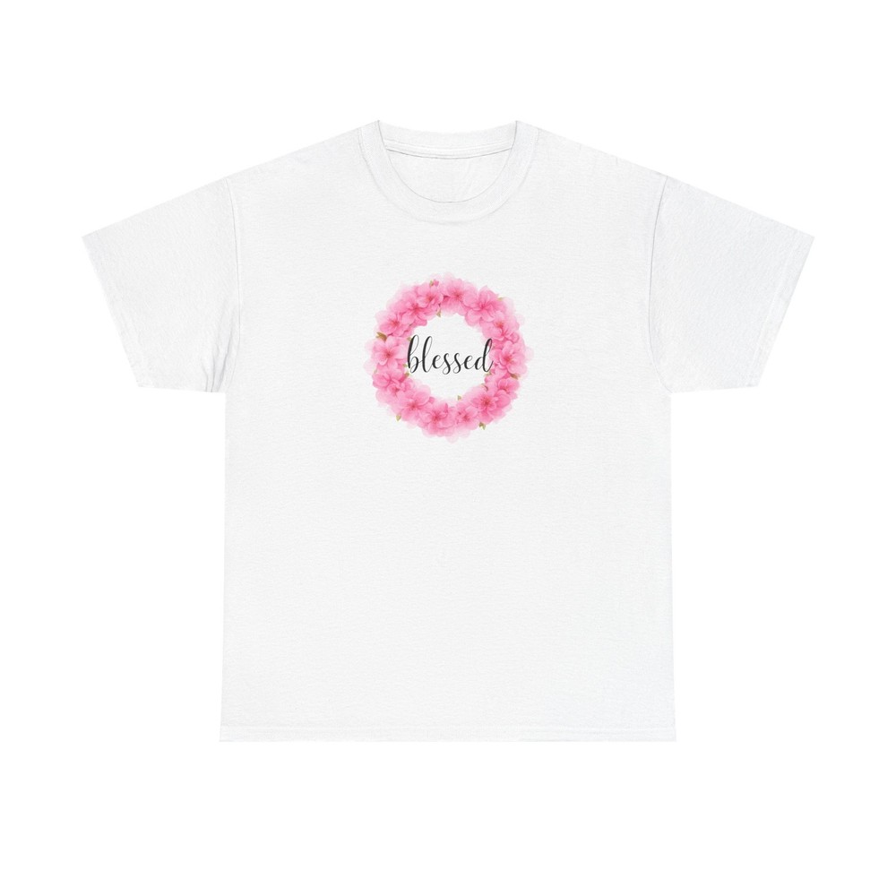 Pink Watercolor Blessed Floral Wreath Tee | T-Shirt