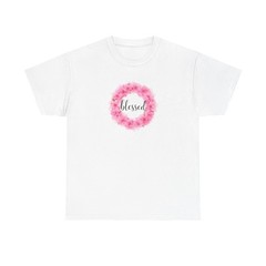 Pink Watercolor Blessed Floral Wreath Tee | T-Shirt
