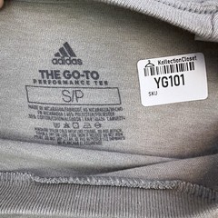 Adidas Go To Tee Mens Small Beige Short Sleeve Graphic Pullover Casual Adult