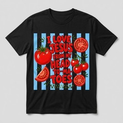 I Love Jesus Head Tomatoes Shirt Funny Christian Pun Tee VBS Church Gift
