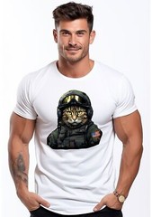 American Soldier Art Warrior Cat Army Patriotic USA Flag Graphic Tee Shirt