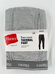 Hanes Men’s Tagless Pull On Elastic Waist Gray Thermal Pant