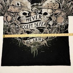 Y2K 2000s 1.0z Designs Black Cotton T-Shirt with Skulls, Men’s Size 2XL