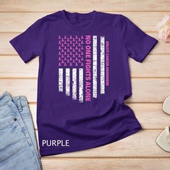 No One Fights Alone USA Flag Breast Cancer Awareness Unisex T-shirt