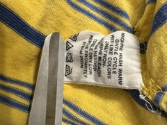 G.H. Bass & Co. T Shirt 2XL Yellow Blue Horizontal Striped Cotton Nautical Vaca