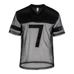 Men’s Short Sleeve Black Mesh Sheer T-shirt Transparent Fishnet Stripe Tee Tops