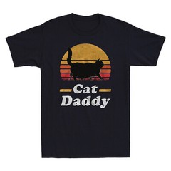 Bast Dad Cat Daddy Funny Chonky Black Cat Retro Sunset Vintage Men’s T-Shirt Tee