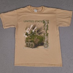 United States Marines T-Shirt Mens Medium Brown Tan Dept. Of The Navy Freedom