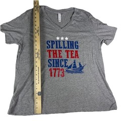 4th Of July Spilling The Tea Since 1773 T-Shirt Patriotic XL Womens Tee V Neck