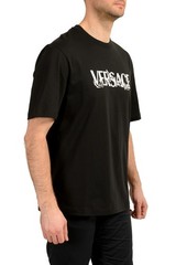 Versace Men’s Black Logo Print Crewneck Short Sleeve T-Shirt US 6XL IT 64