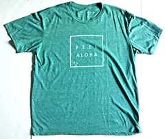 New FEEL ALOHA Mens Teal Blue Logo Soft Cotton Rayon Poly Tee T-shirt sz XL
