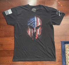 Grunt Style Shirt Mens XL American Flag Spartan Helmet “THIS WE’LL DEFEND”