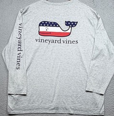 VINEYARD VINES T Shirt Mens 3XL Gray Performance American Flag Long Sleeve NWT