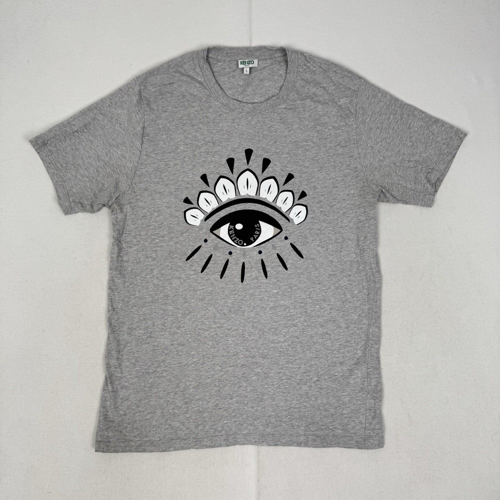 Kenzo Eye Print T-Shirt Grey White Tiger Designer Size Large