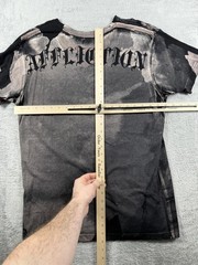 RARE VTG Affliction Shirt Mens L Black Puppet Master God Vs Devil Demon AOP Y2K